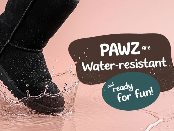 Youth PAWZ water-resistant footwear.